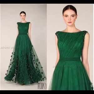 Size 4 Green Tulle and Lace Evening Gown